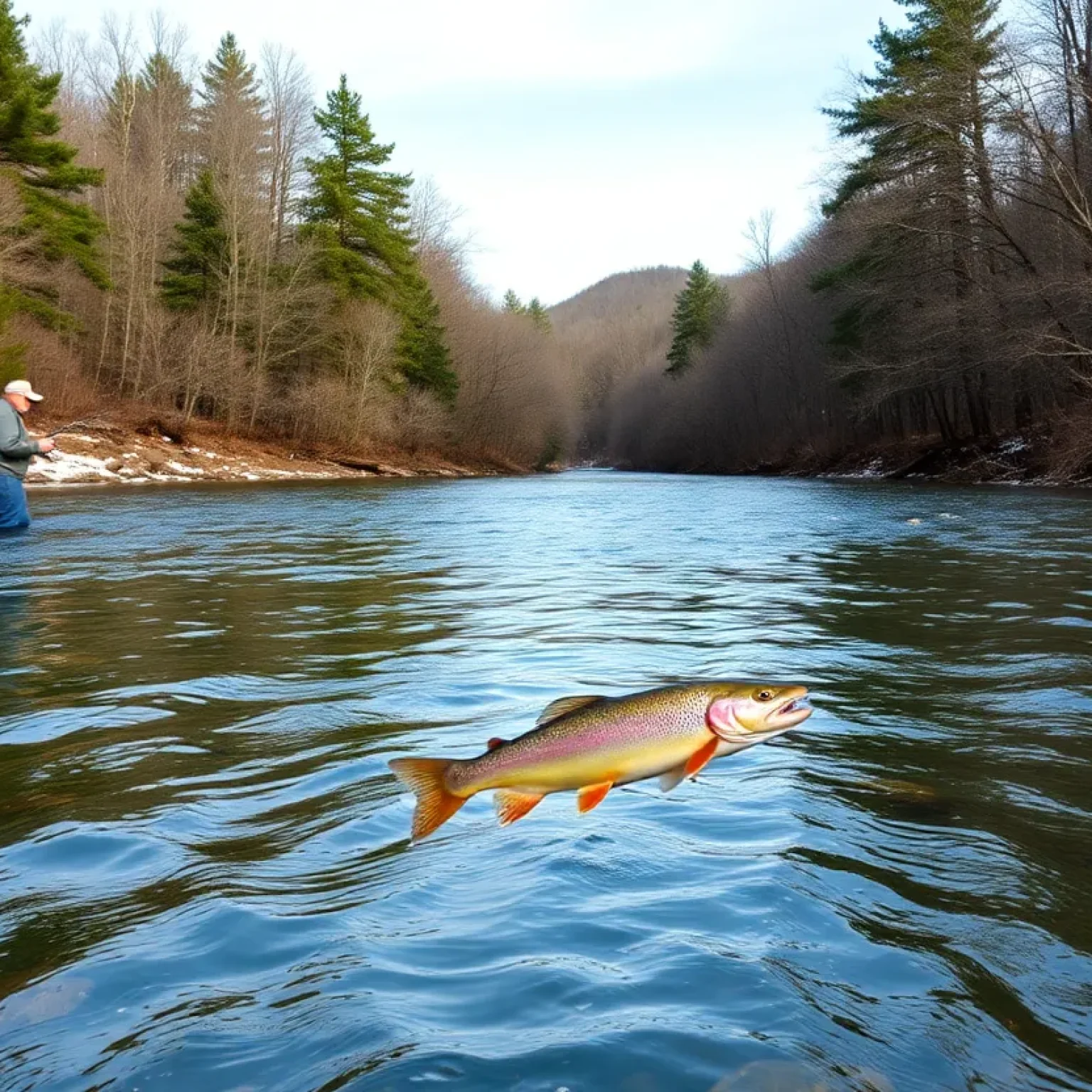 Anglers fishing in the Lower Saluda River during trout stocking season