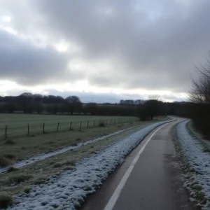 Icy road conditions during a winter storm watch in the Midlands.