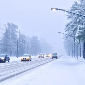 Icy roads and heavy snowfall in South Carolina and Georgia during winter storm