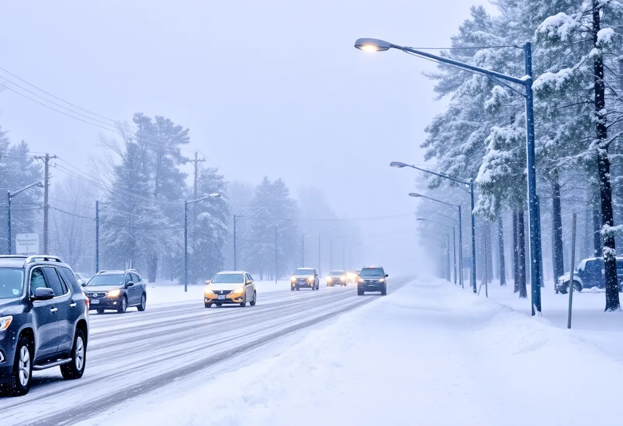 Icy roads and heavy snowfall in South Carolina and Georgia during winter storm