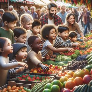 Kids Exploring Farmers Market