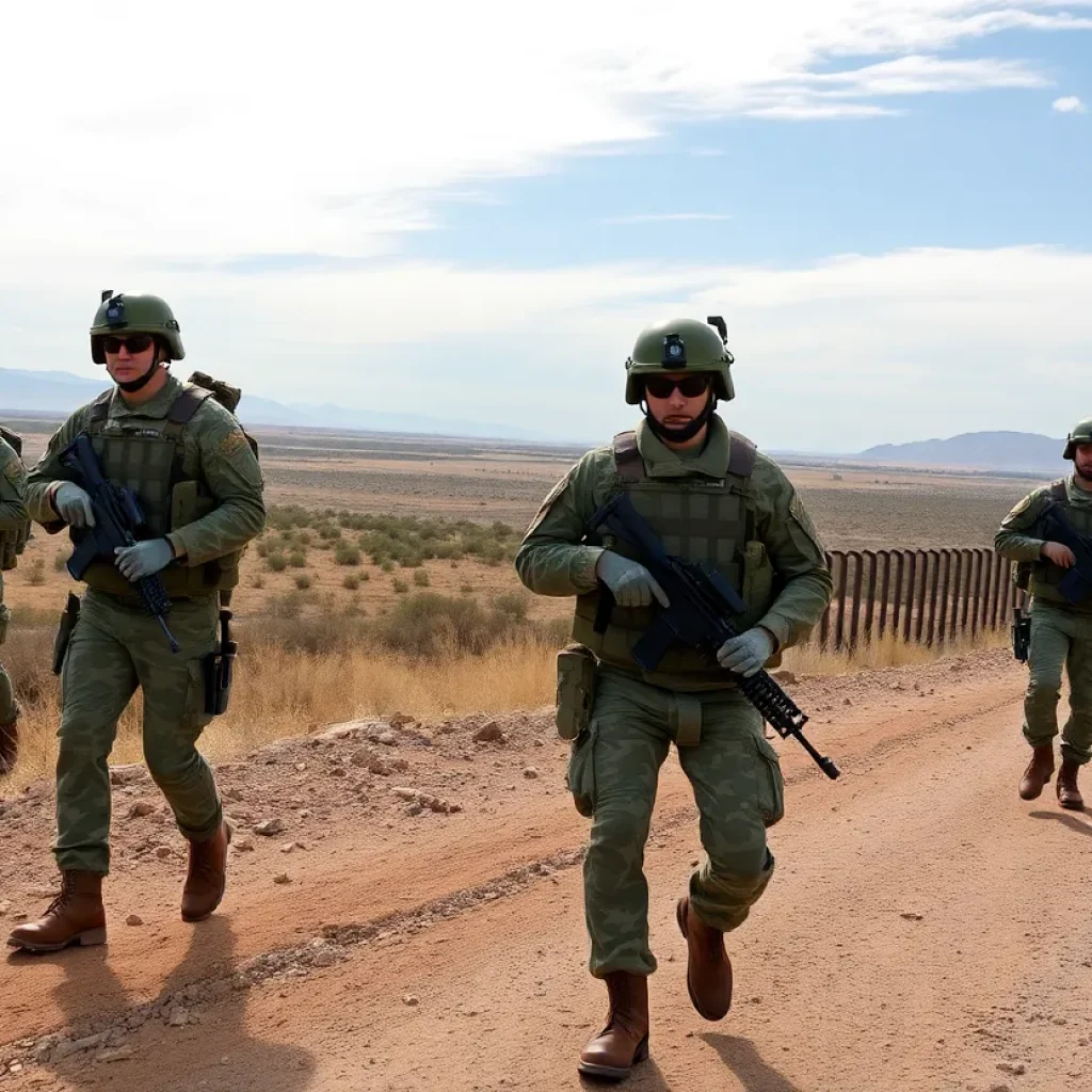 National Guard troops patrolling the Mexico-U.S. border.