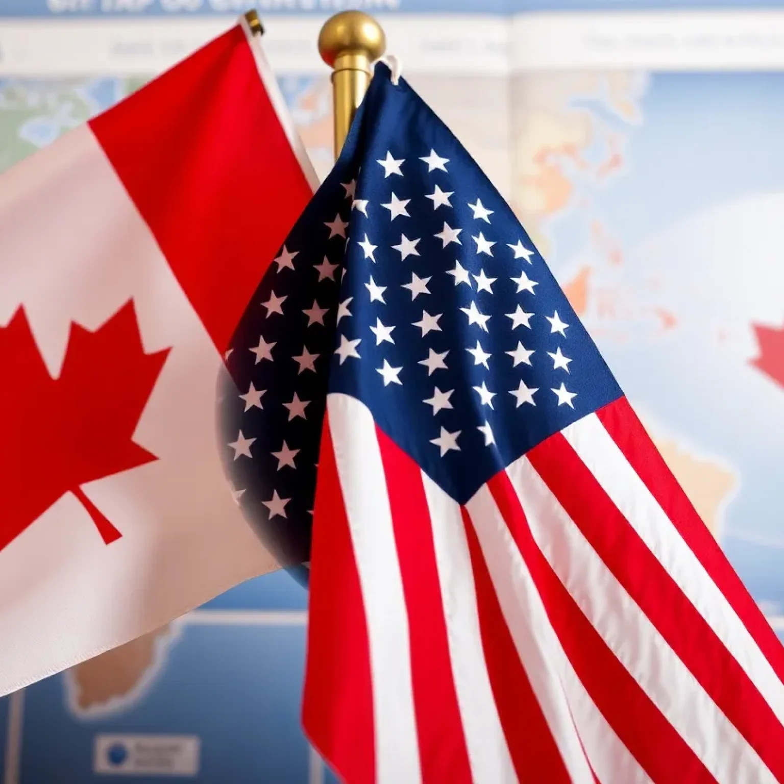 Canada and USA flags symbolizing diplomatic relations