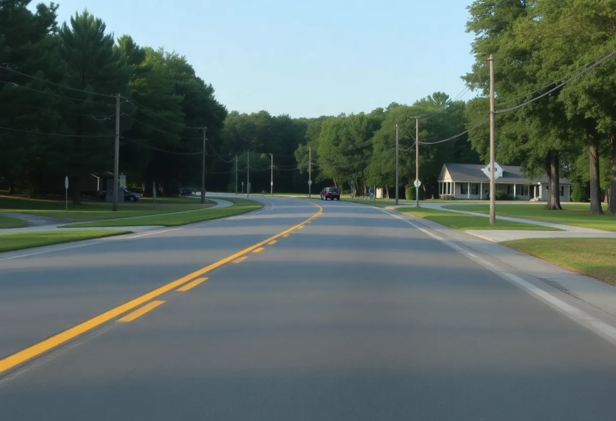 A quiet road in Chapin SC reflecting on community safety