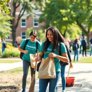 Students volunteering at Presbyterian College's community service program