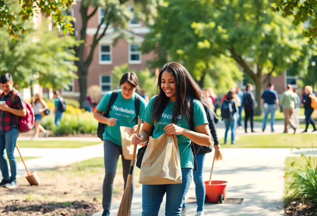 Students volunteering at Presbyterian College's community service program