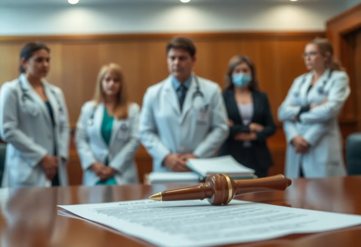 Courtroom scene discussing abortion laws