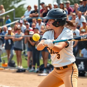 Danielle Jason playing softball for Tusculum University