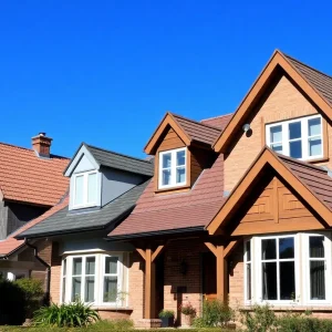 Houses displaying various roof pitches for aesthetic and functional considerations.