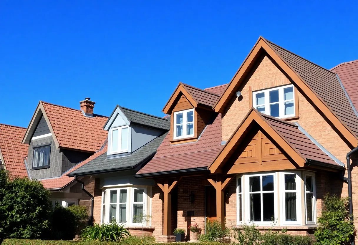 Houses displaying various roof pitches for aesthetic and functional considerations.