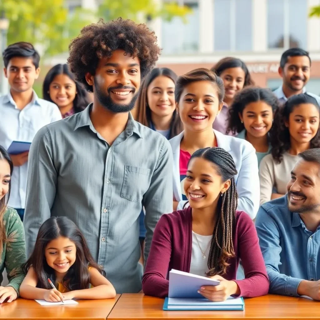 Diverse group of students participating in a classroom setting