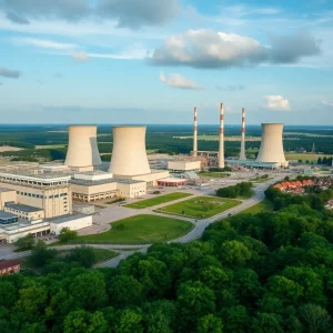 Nuclear power facility with community background