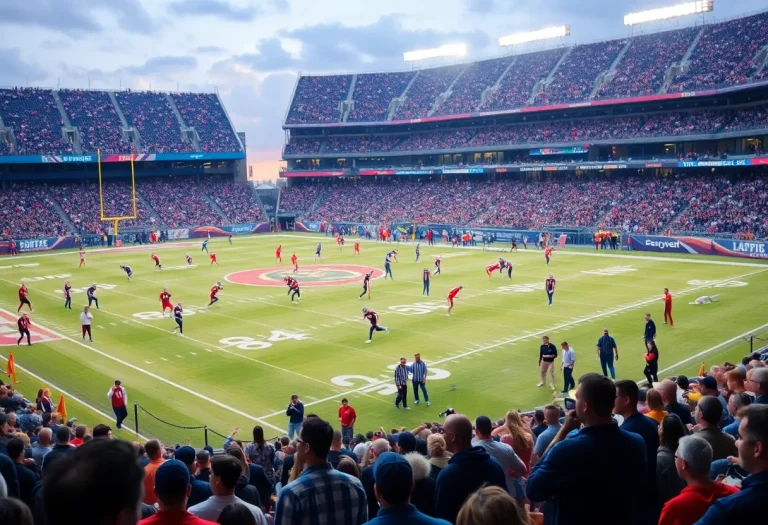 Football field atmosphere during a game