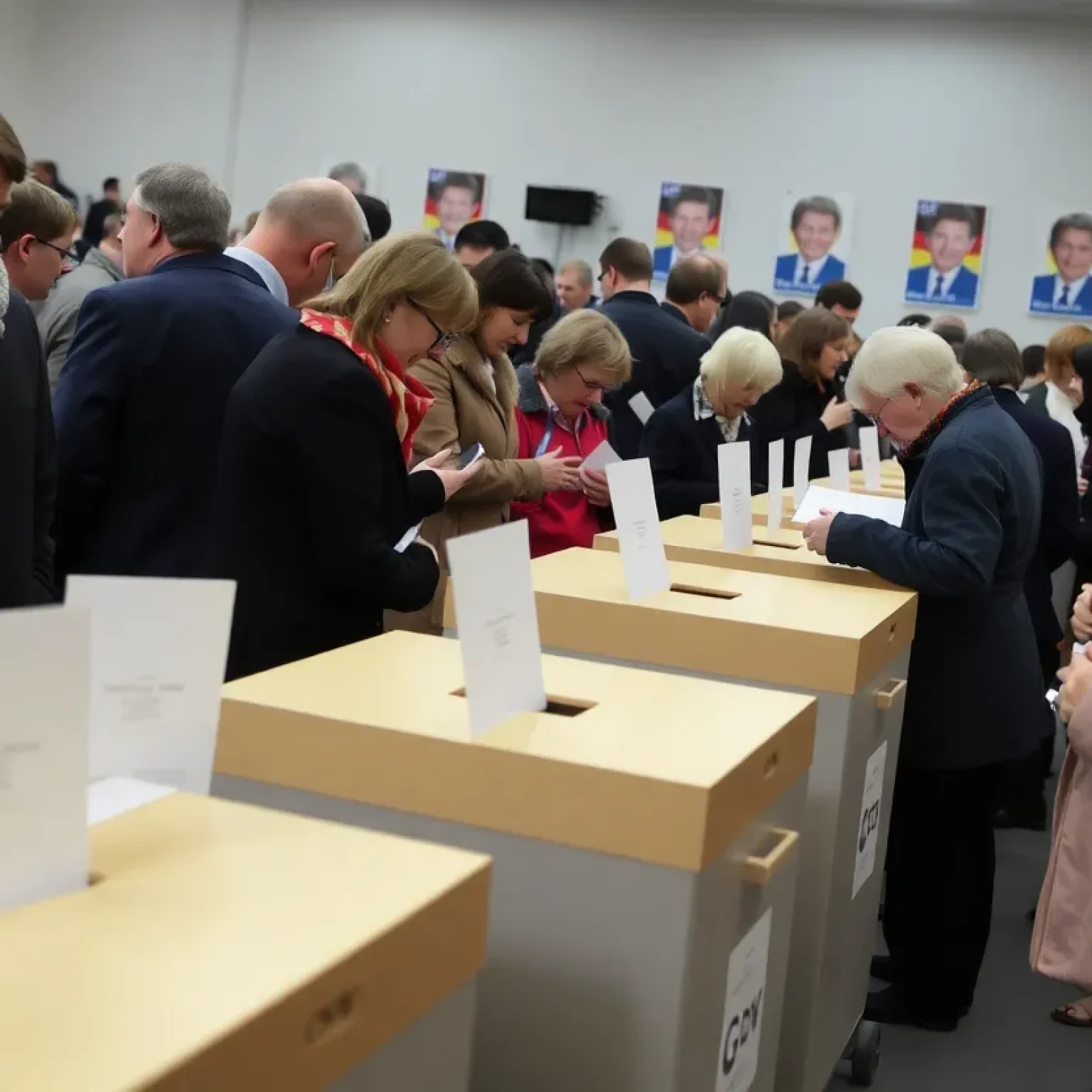 Voters at a polling station during the 2023 German elections.