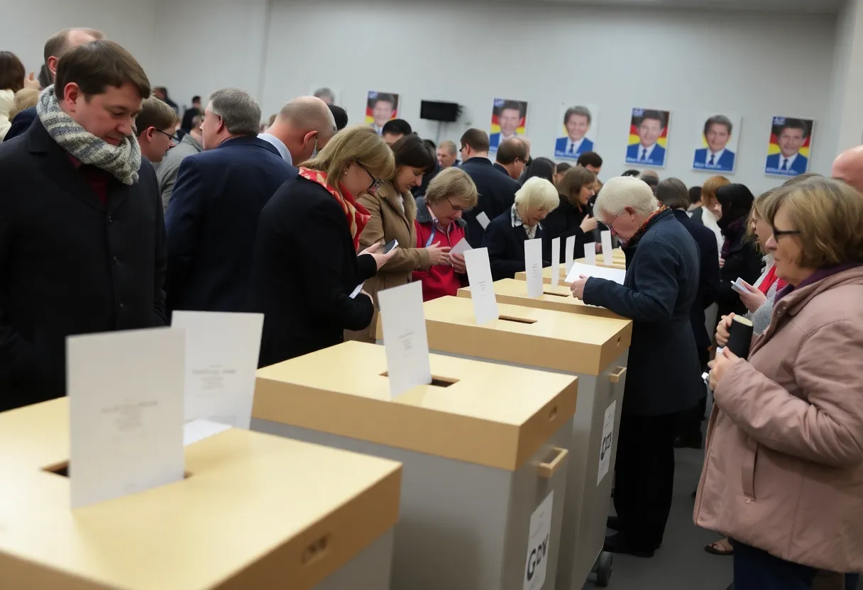 Voters at a polling station during the 2023 German elections.