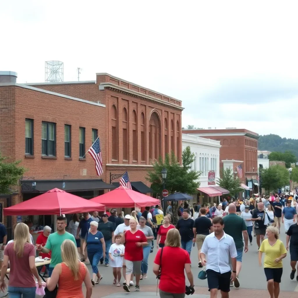 A city scene in Greenwood, SC highlighting community events and cloudy weather.