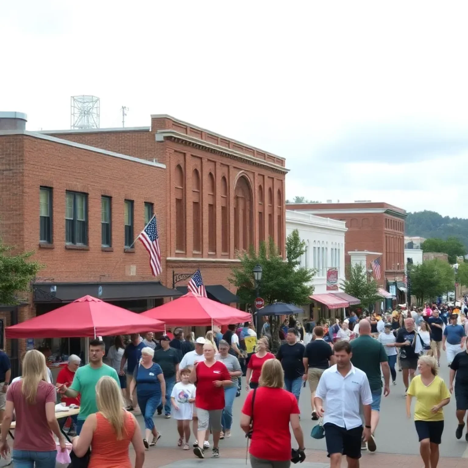 A city scene in Greenwood, SC highlighting community events and cloudy weather.