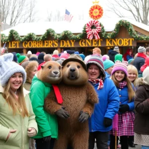 Crowd celebrating Groundhog Day at Gobbler's Knob