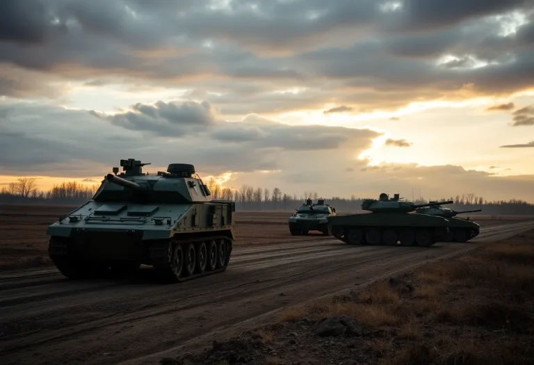 Military scene depicting the Kursk region conflict