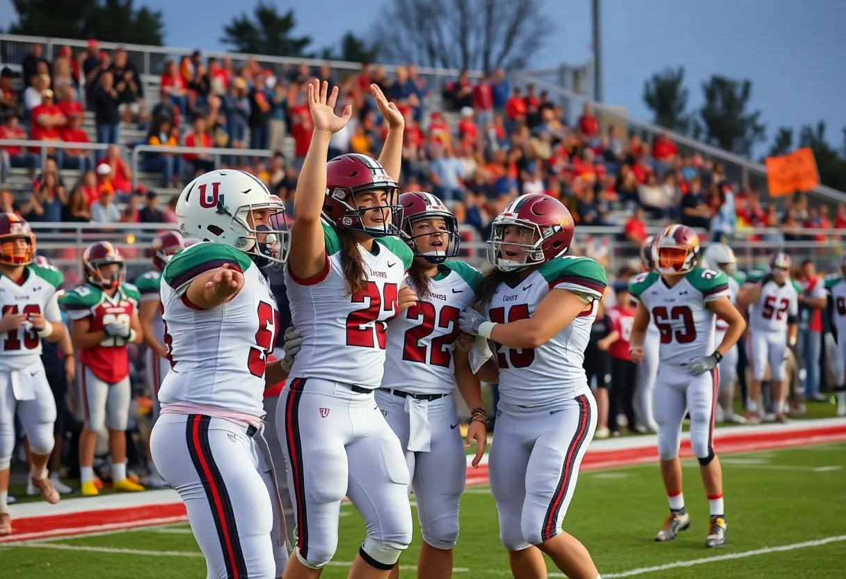 Lakeside High athletes celebrating during a game