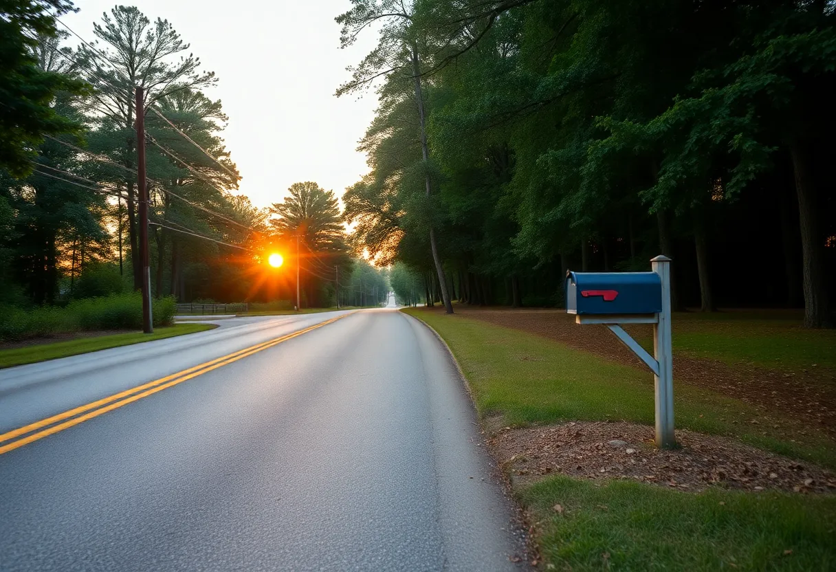 Serene rural road in Lexington County SC