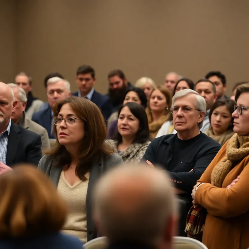 Citizens at town hall discussing Medicaid funding cuts