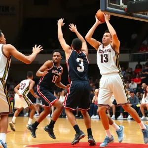 Mid-Carolina Rebels in action during a basketball game.