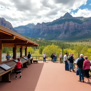 Desert landscape of a national park showing few visitors and closed visitor centers