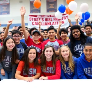 High school athletes celebrating National Signing Day