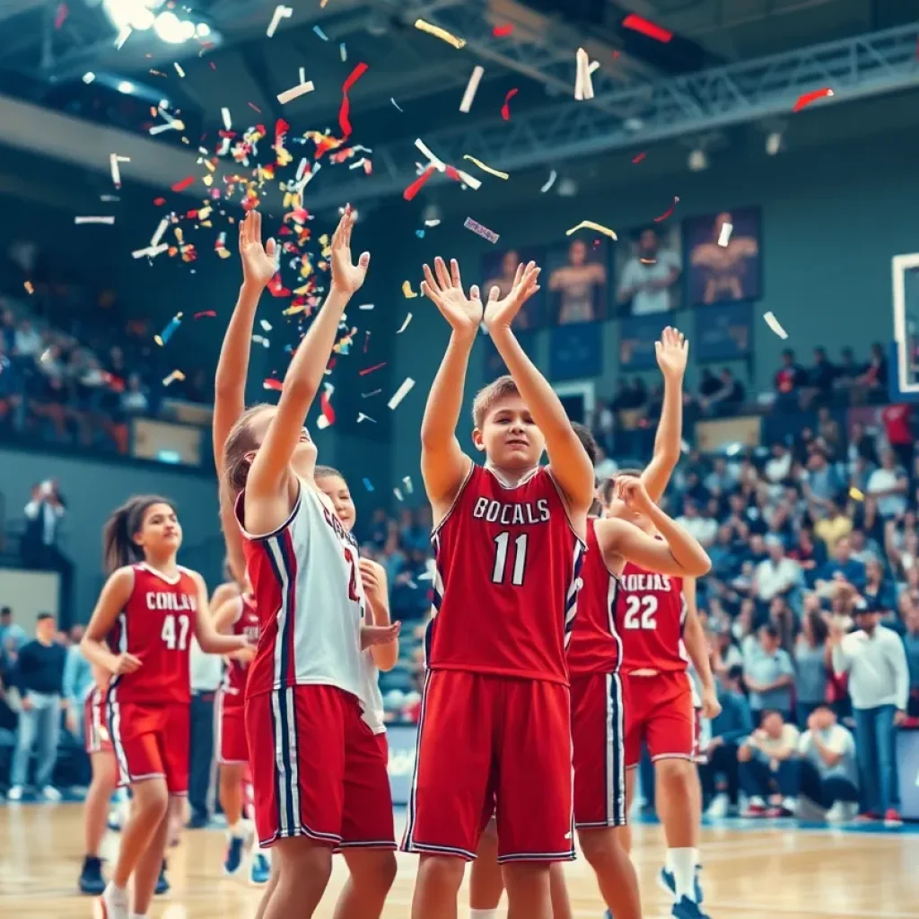 Celebration of Newberry Middle School basketball teams after a successful season.