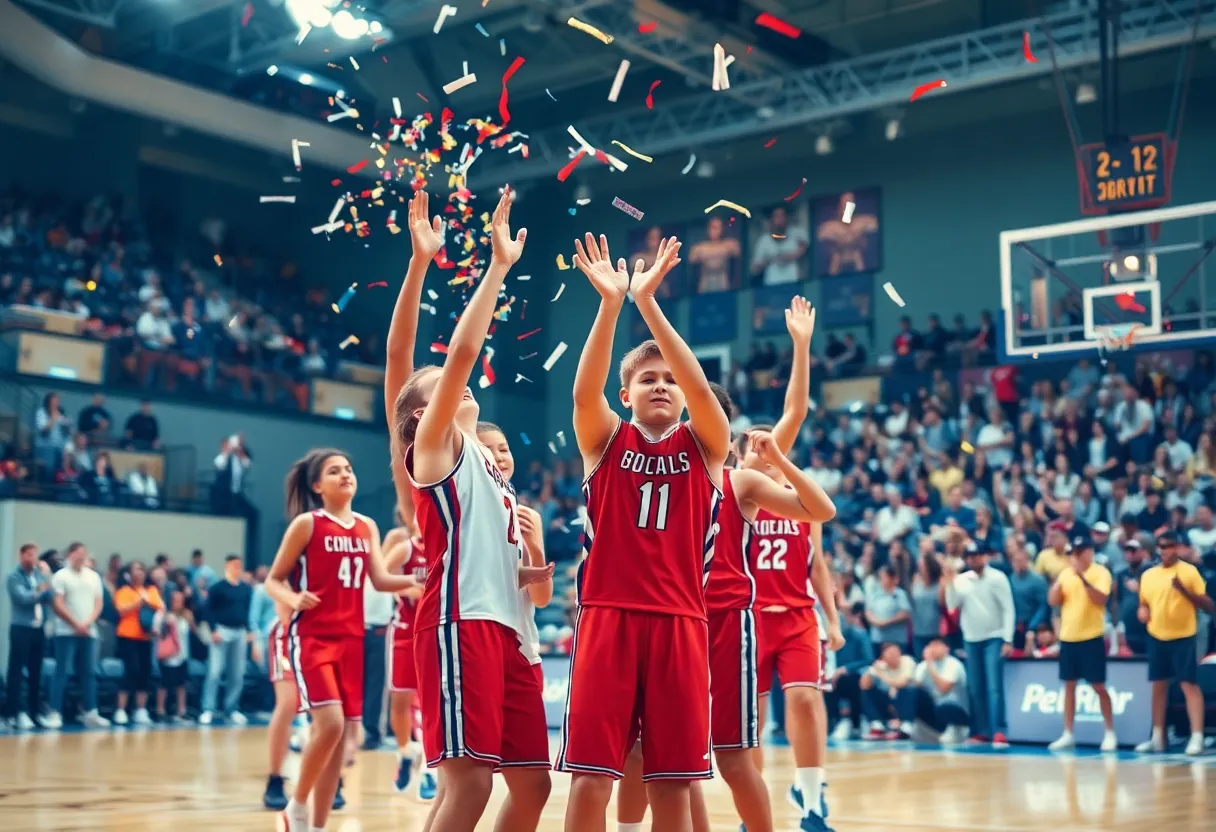 Celebration of Newberry Middle School basketball teams after a successful season.