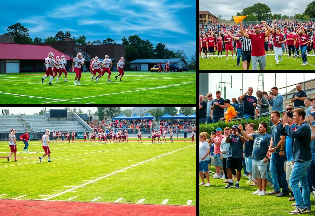 Celebration of Newberry College football National Signing Day with players and community.