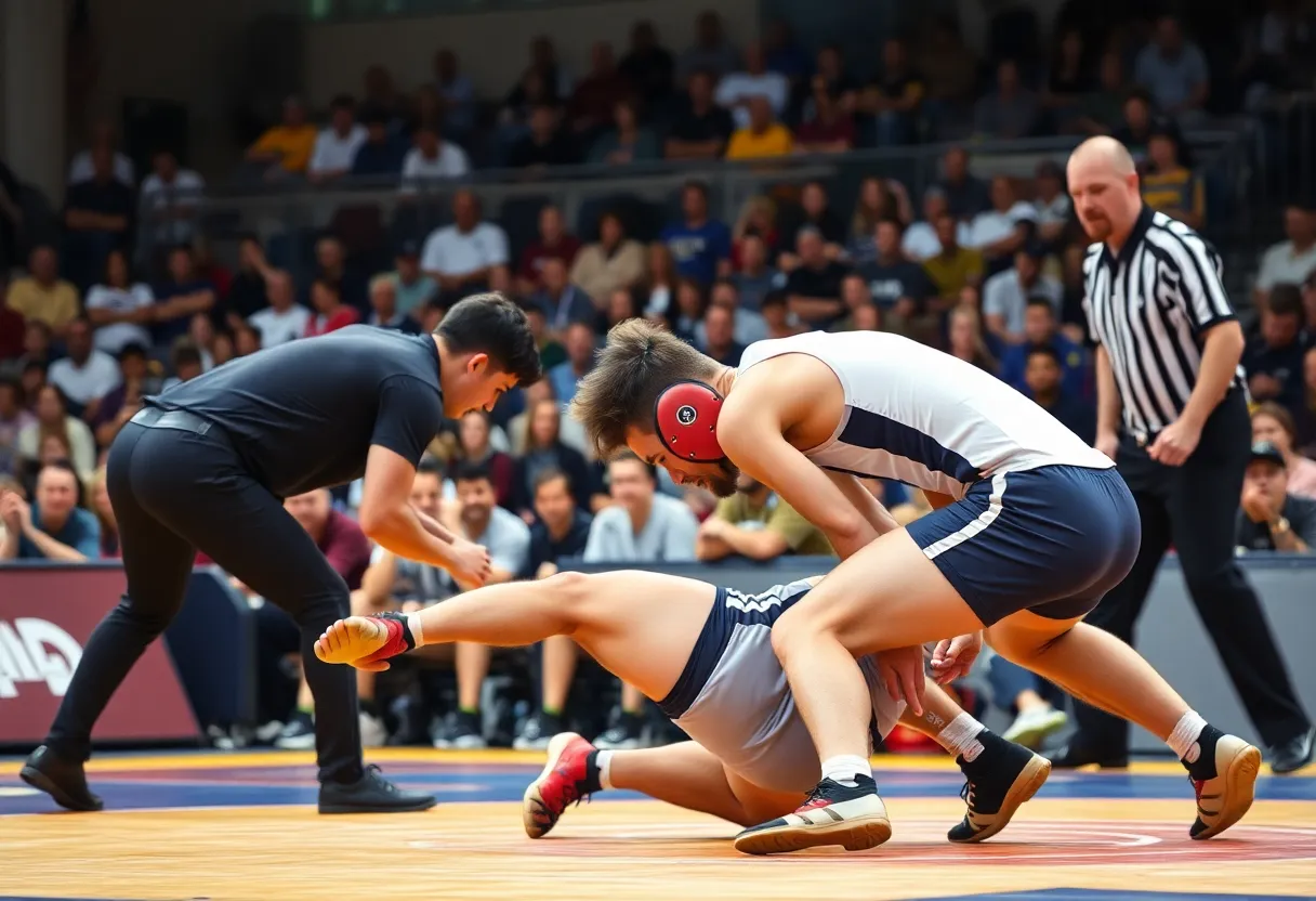 Newberry College Men's Wrestling Team during a match