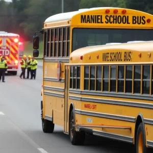 Scene of Newberry County school bus accident with responders