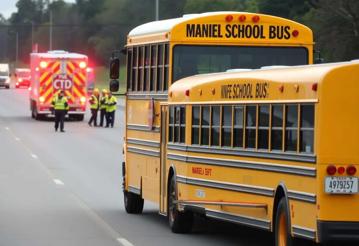 Scene of Newberry County school bus accident with responders