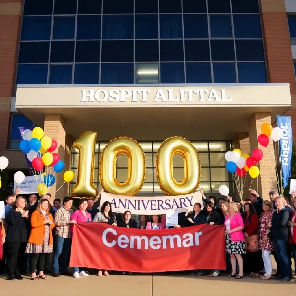 Community members celebrating Newberry Hospital's 100th anniversary