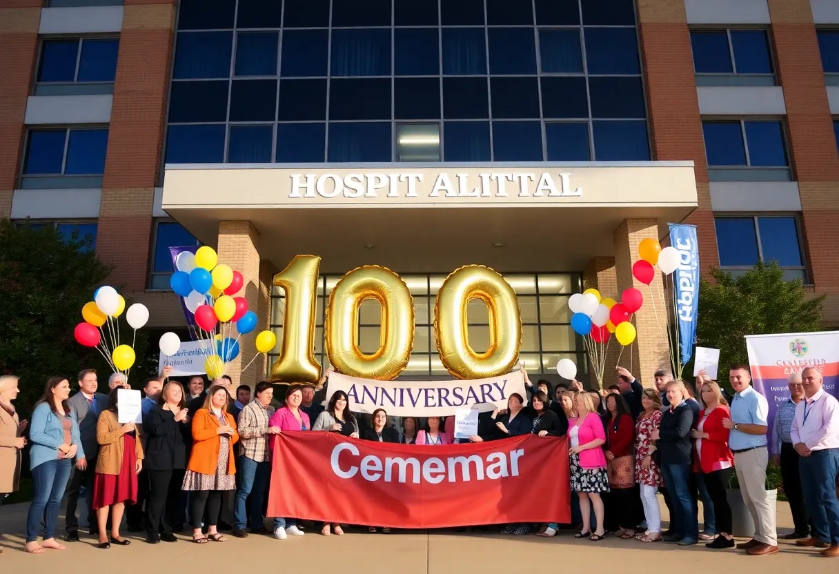 Community members celebrating Newberry Hospital's 100th anniversary