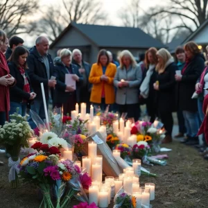 Community memorial for teenagers lost in car crash in Newberry, Florida.