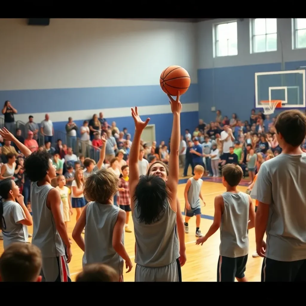 Newberry middle school basketball teams celebrating