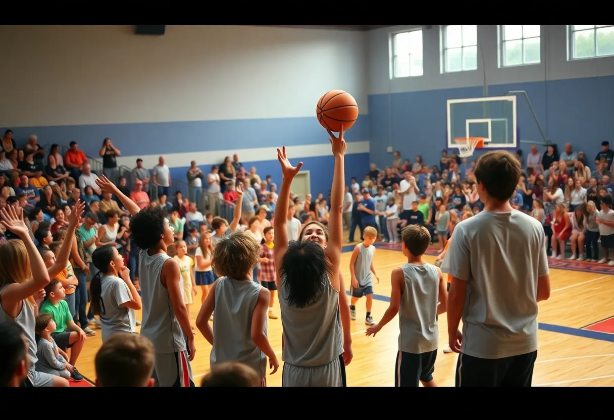 Newberry middle school basketball teams celebrating