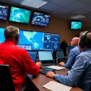 Meteorologists working at the National Weather Service