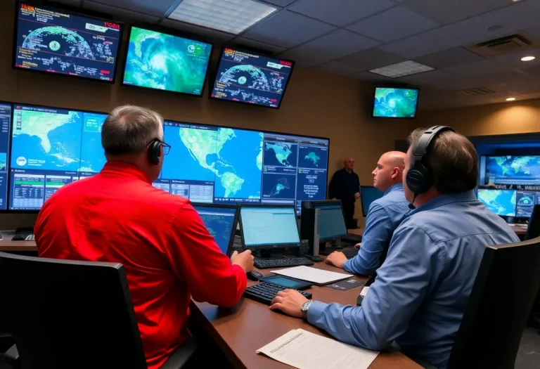 Meteorologists working at the National Weather Service