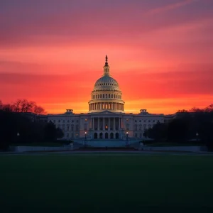 Sunset over the U.S. Capitol symbolizing a shift in political leadership.