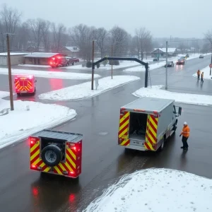 Flooded street in Kentucky due to severe weather