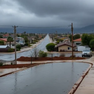 Flooded streets in Southern California during a severe storm