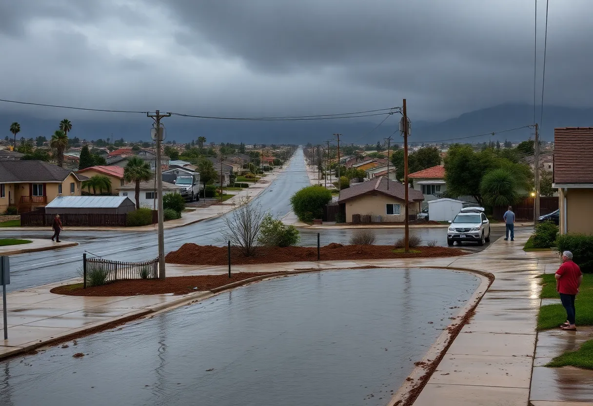 Flooded streets in Southern California during a severe storm