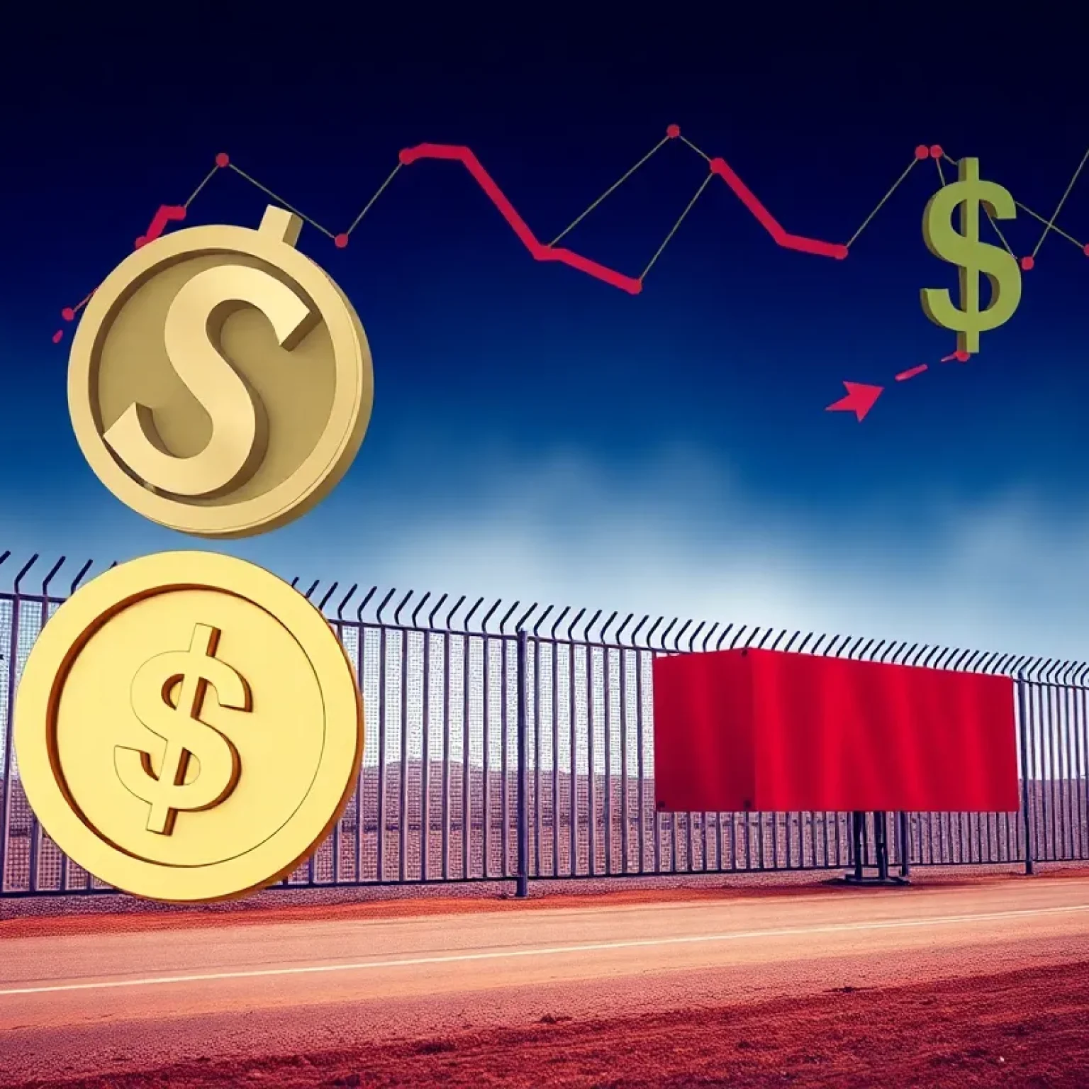 Visual representation of border security and financial markets