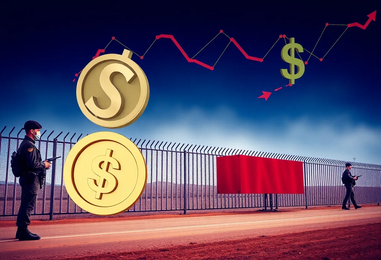 Visual representation of border security and financial markets