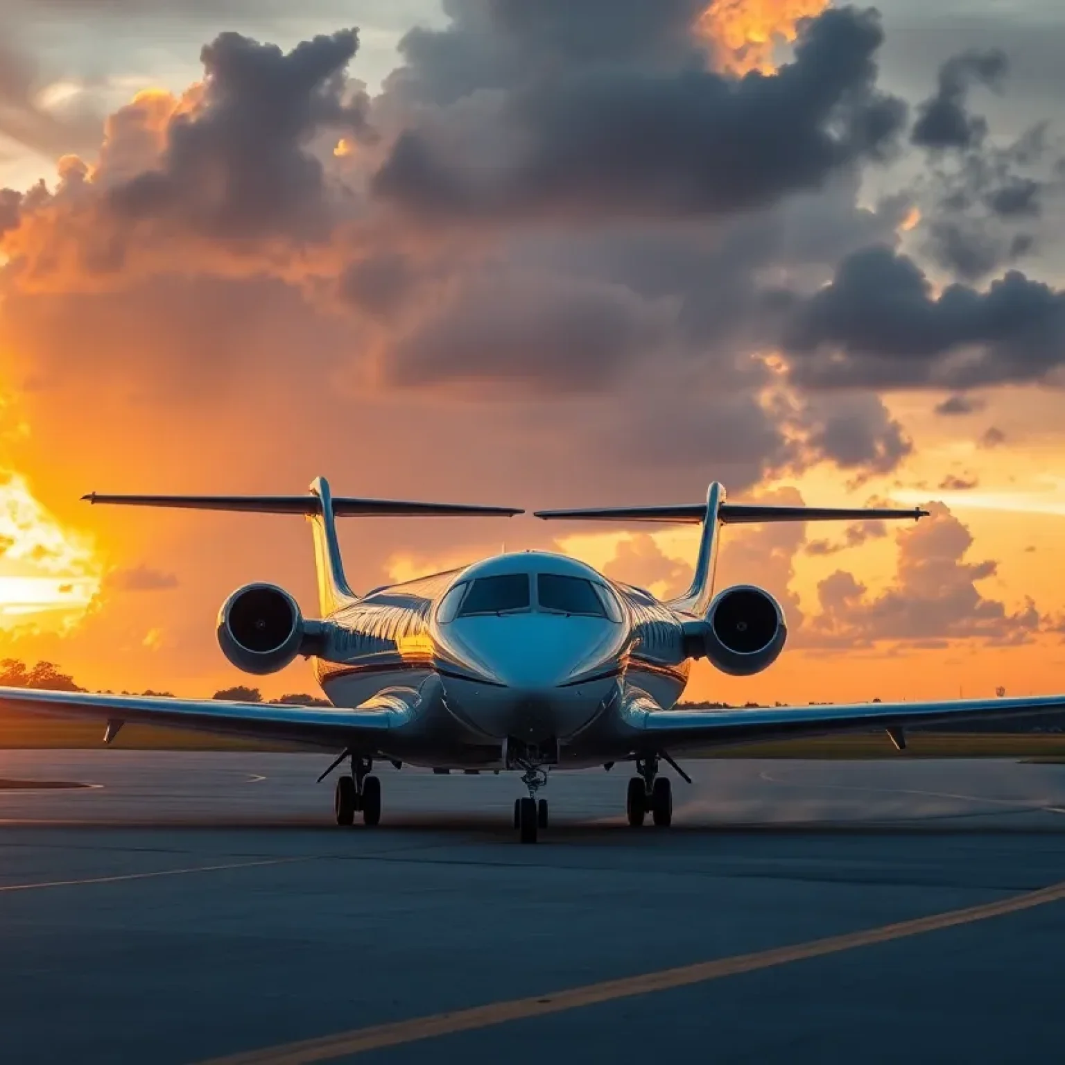 Private jet landing at Fort Lauderdale airport