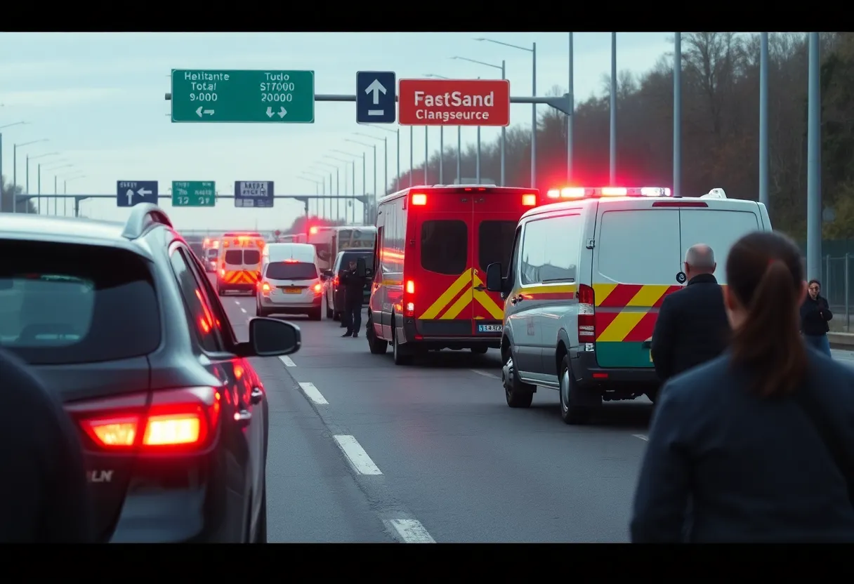 Emergency response at a traffic accident scene on Interstate 20